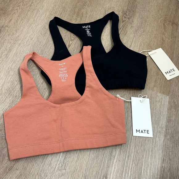 NWT MATE The Label Bundle of Two Organic Cotton Stretch Sports Bra Rose XS - Picture 6 of 10